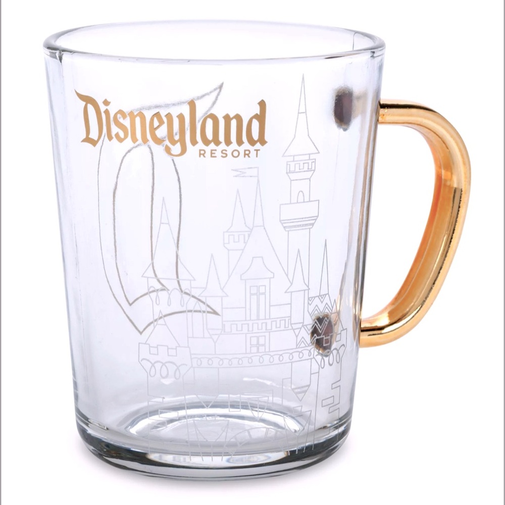 Disneyland Glass Mug with Gold Touches - NWT
